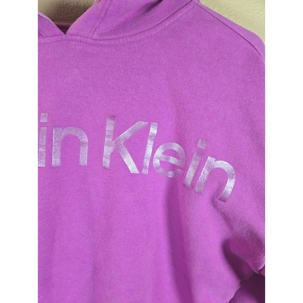 Calvin Klein Jeans Purple Logo Hoodie Crop Top Womens Size XS - Picture 3 of 6